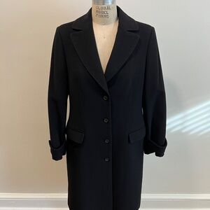 Brooks Brothers 346 Black Wool-Cashmere Blend Trench Coat, Women's Size 10